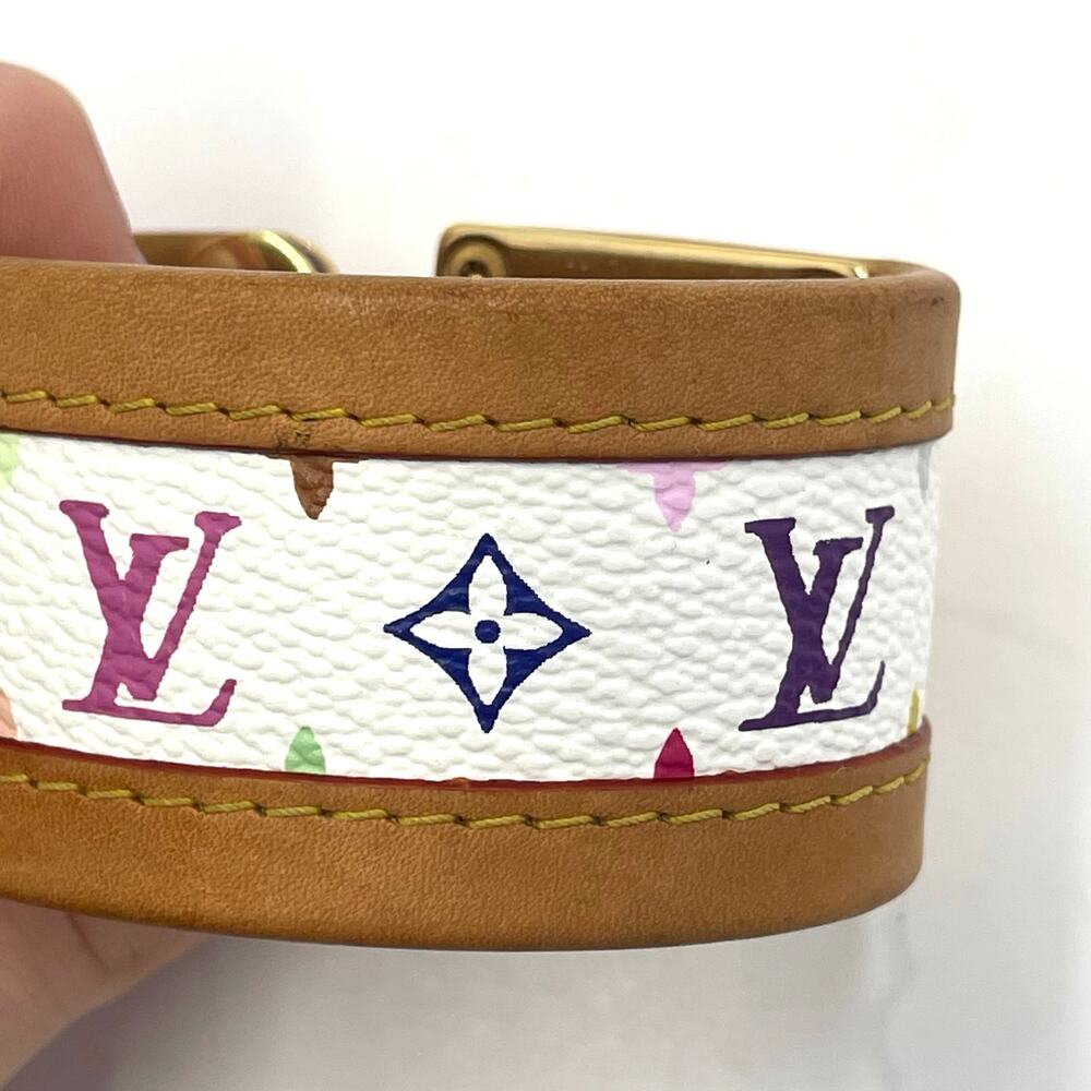 Louis Vuitton LV Womens Leather Logo Cuff Bracelet Gold Clasp w/Box & Dust Bag - Picture 8 of 14